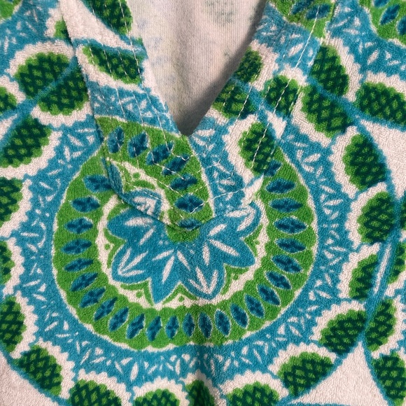 Talbots Green Blue Medallion Print Terry Cloth Swimwear Cover Up Size XS - Picture 2 of 10